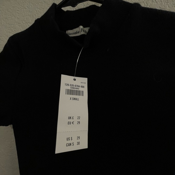 Abercrombie Black Mock Neck Bodysuit with scalloped sleeves - Picture 2 of 2